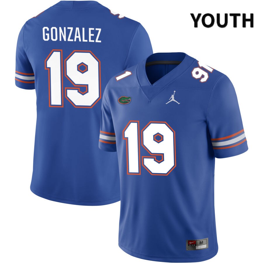 NCAA Florida Gators Alex Gonzalez Youth #19 Jordan Brand Royal 2022 NIL Stitched Authentic College Football Jersey BIZ8564GO